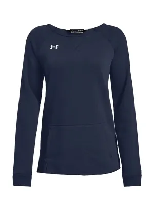 Under Armour Hustle Fleece Crewneck  Sweatshirt Women&#x27;s Midnight Navy / White 1305784