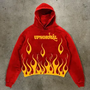 Upnormal Flame Print Long Sleeve Hoodies