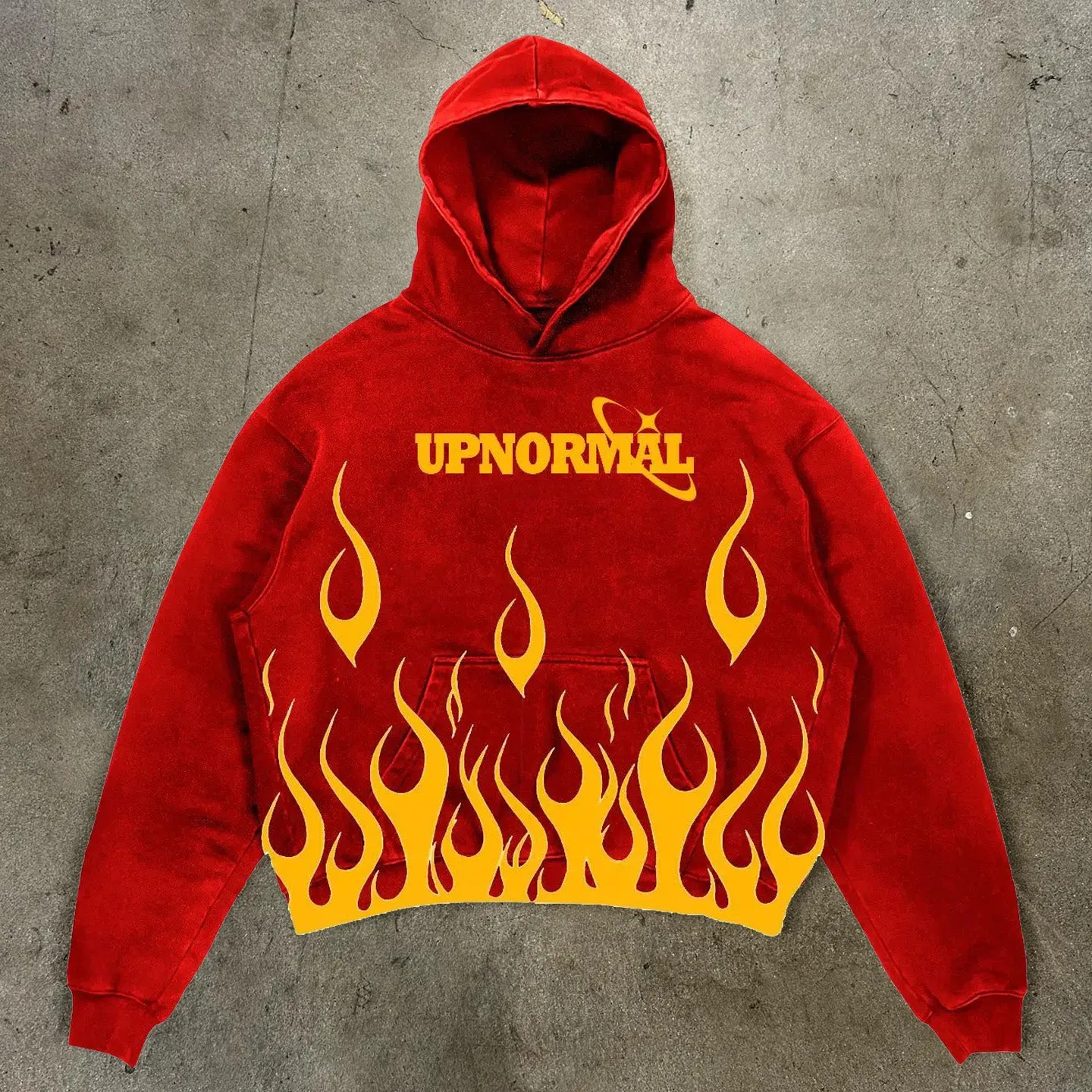 Upnormal Flame Print Long Sleeve Hoodies