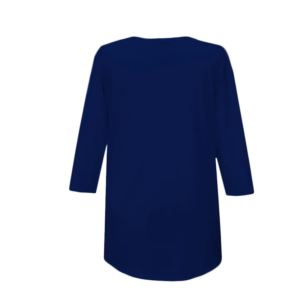 Valentina Solid V Neck Hi-Low Tunic Top in Navy - 15296-NVY - Size 2X Only!
