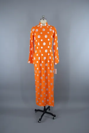 Vintage 1970s Ao Dai Vietnamese Dress / Orange
