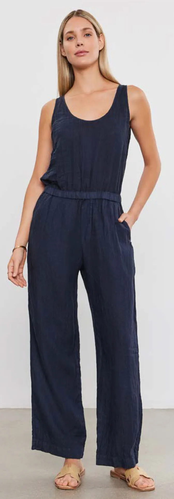 WINNIE Linen Tank Jumpsuit in Shadow