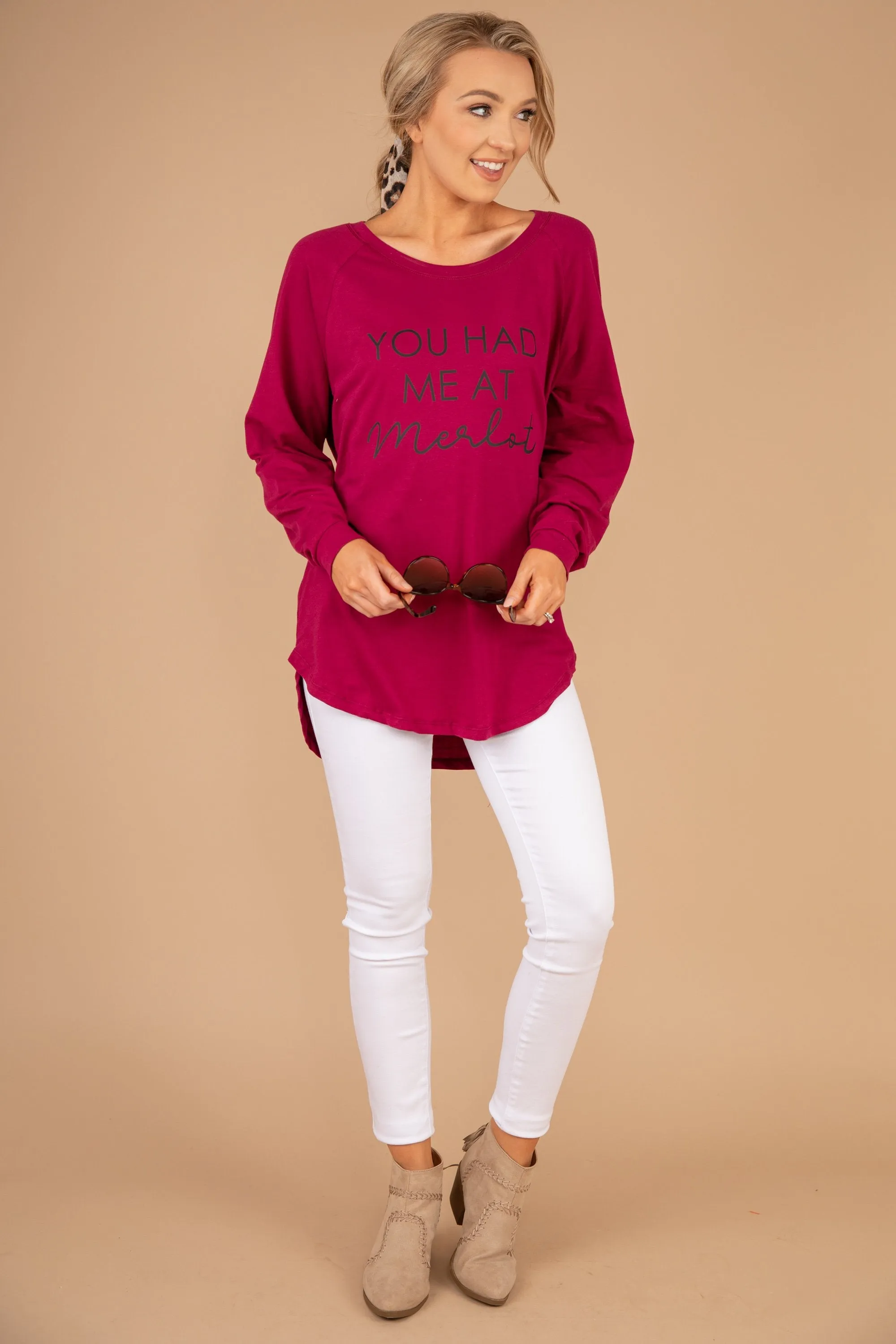 You Had Me At Merlot Wine Red Graphic Tunic